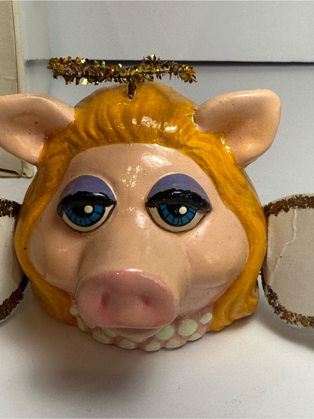 Vintage Muppets Miss Piggy Christmas Angel Ornament Paper Machete Stamped 1979 - Picture 2 of 9